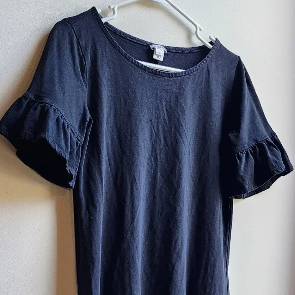 J.Crew Black Ruffled Short Sleeve Dress Size XS